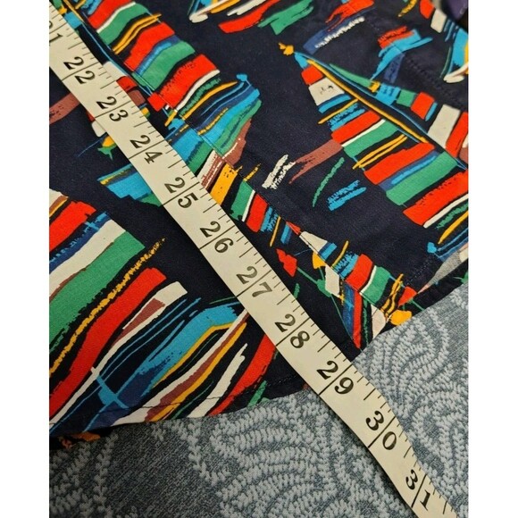 Soft Surroundings Blouse Size S Sailing Boats Design Long Sleeve Hidden Button V - Picture 9 of 11